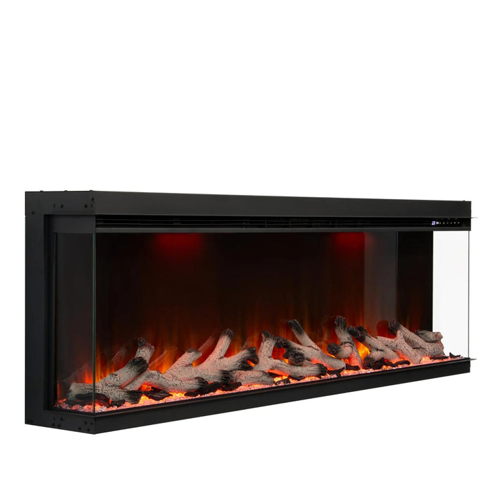 Maison 50 Inch 2025 Panoramic Smart Alexa Media Wall Fire 3 Sided Glass LED WiFi Electric UHD Fireplace