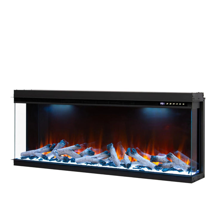 Maison 60 Inch 2025 Panoramic Smart Alexa Media Wall Fire 3 Sided Glass LED WiFi Electric UHD Fireplace