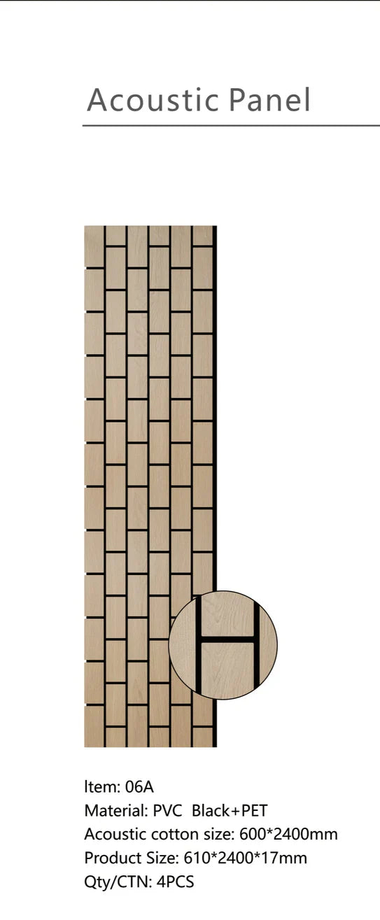 Acoustic Slatted Wall Panels Oak Vertical Bricks Pack Of x4 240 x 60cm