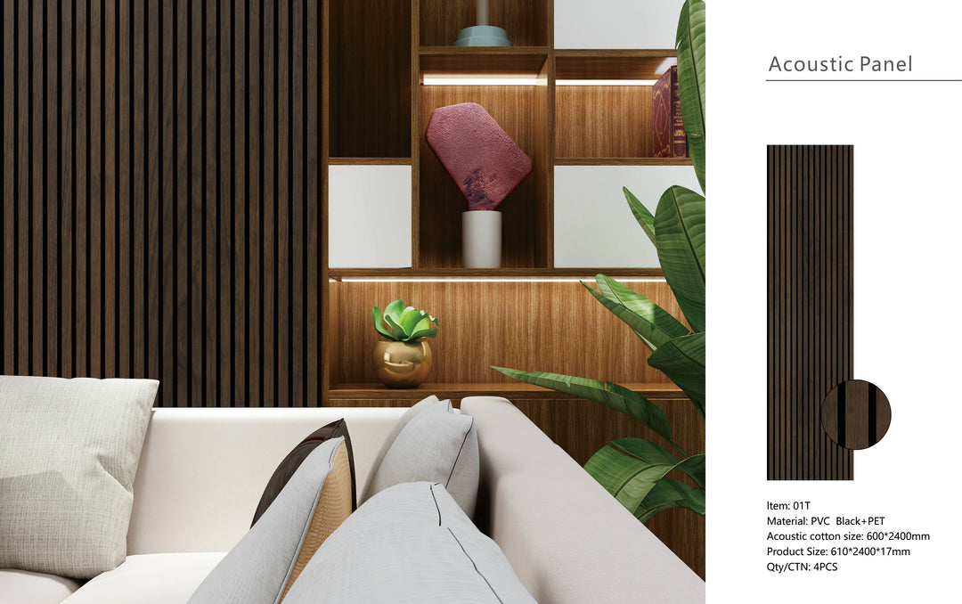 Acoustic Slatted Wall Panel 240cm x 60cm - Range of Colours