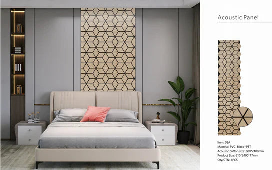 Acoustic Slatted Wall Panels Oak Blocks Pack Of x4 240 x 60cm