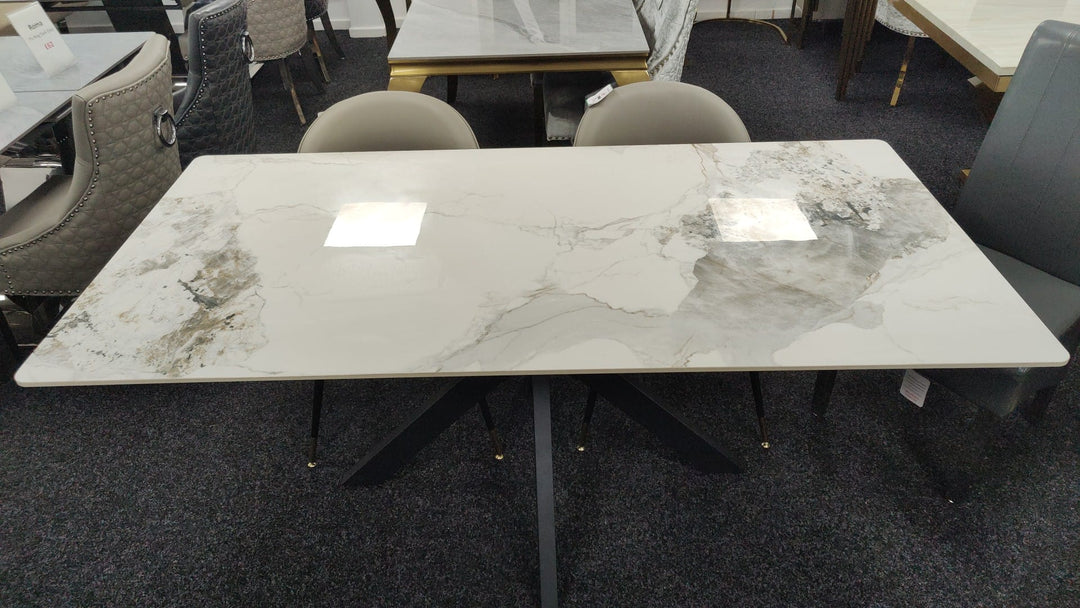 Phoenix 180cm White Ceramic Marble Fixed Dining Table