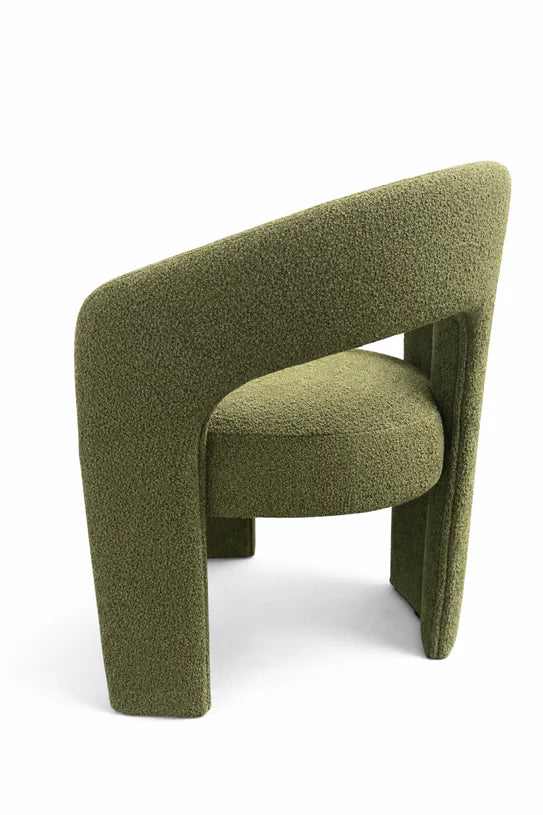 Oscar Dark Green Fabric Boucle Dining Chair