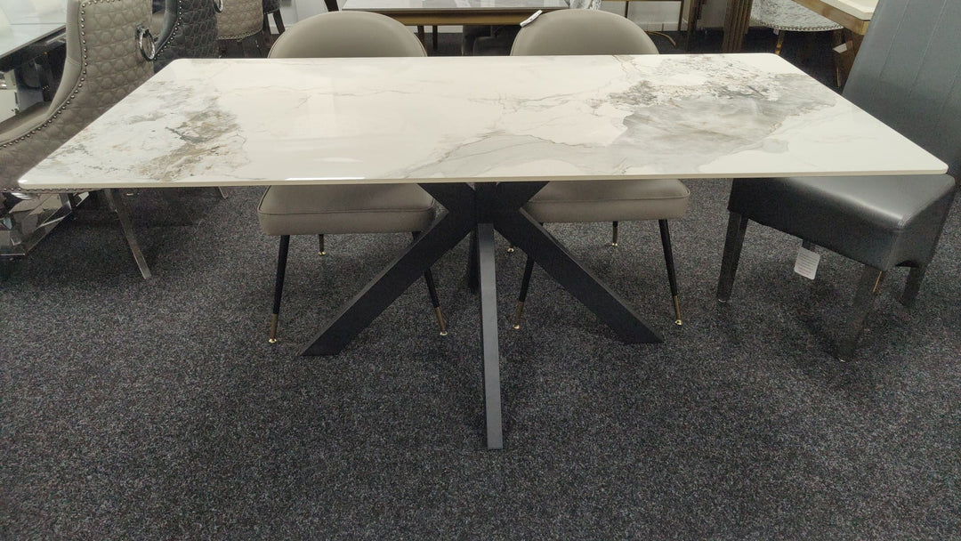 Phoenix 180cm White Ceramic Marble Fixed Dining Table