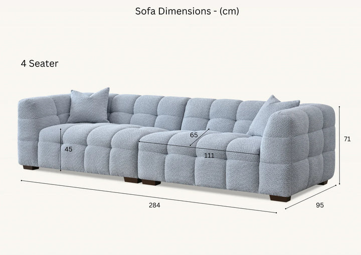 The Bubble Tribeca Pearl Boucle 4 Seater Premium Sofa Boucle Fabric