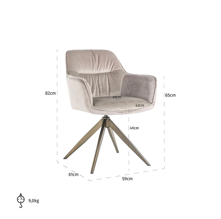 Richmond Interiors Aline Swivel Chair in Khaki Velvet