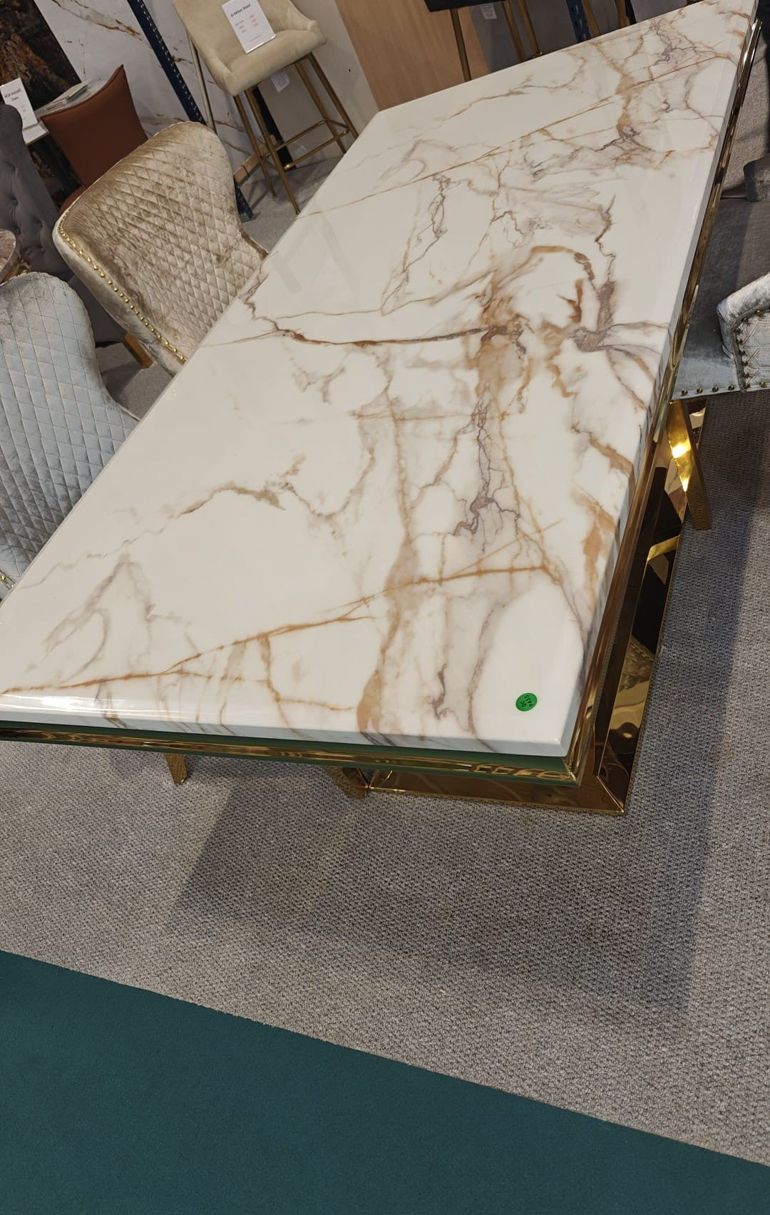 Arial 200CM Marble & Gold Dining Table - 5 Colours