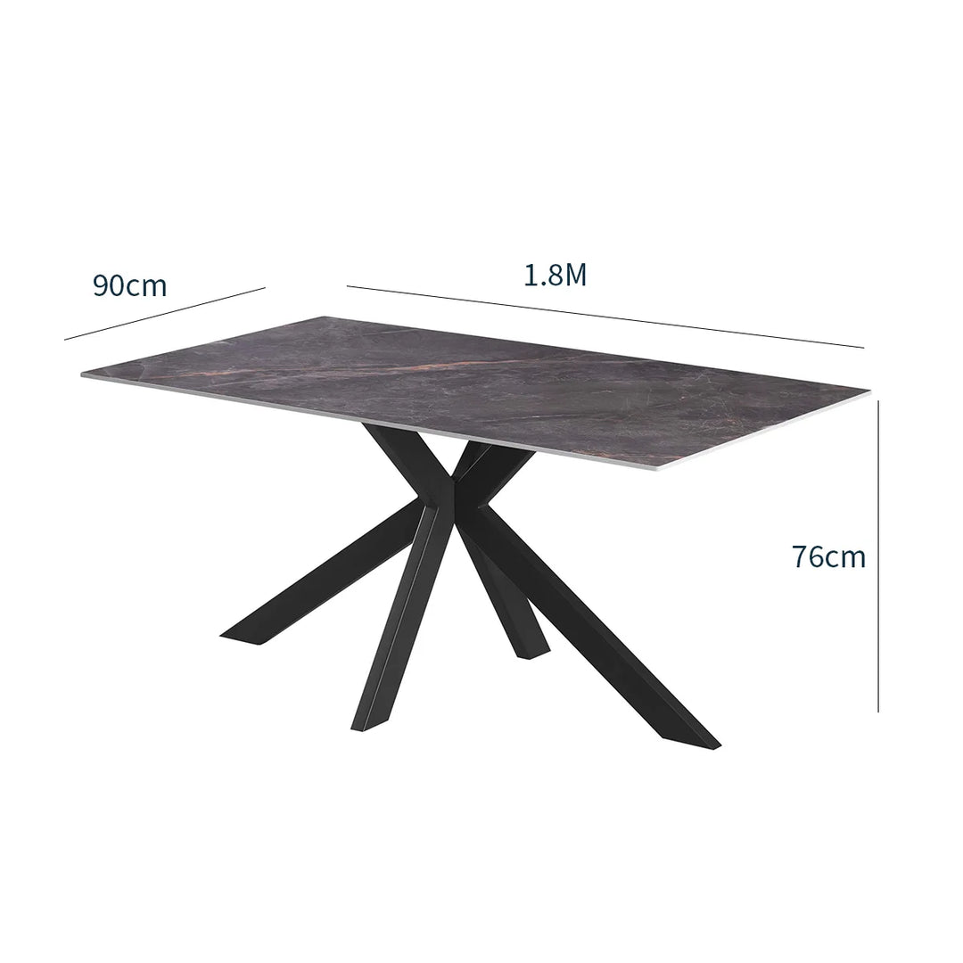 Nova 180cm Grey Ceramic Marble Dining Table
