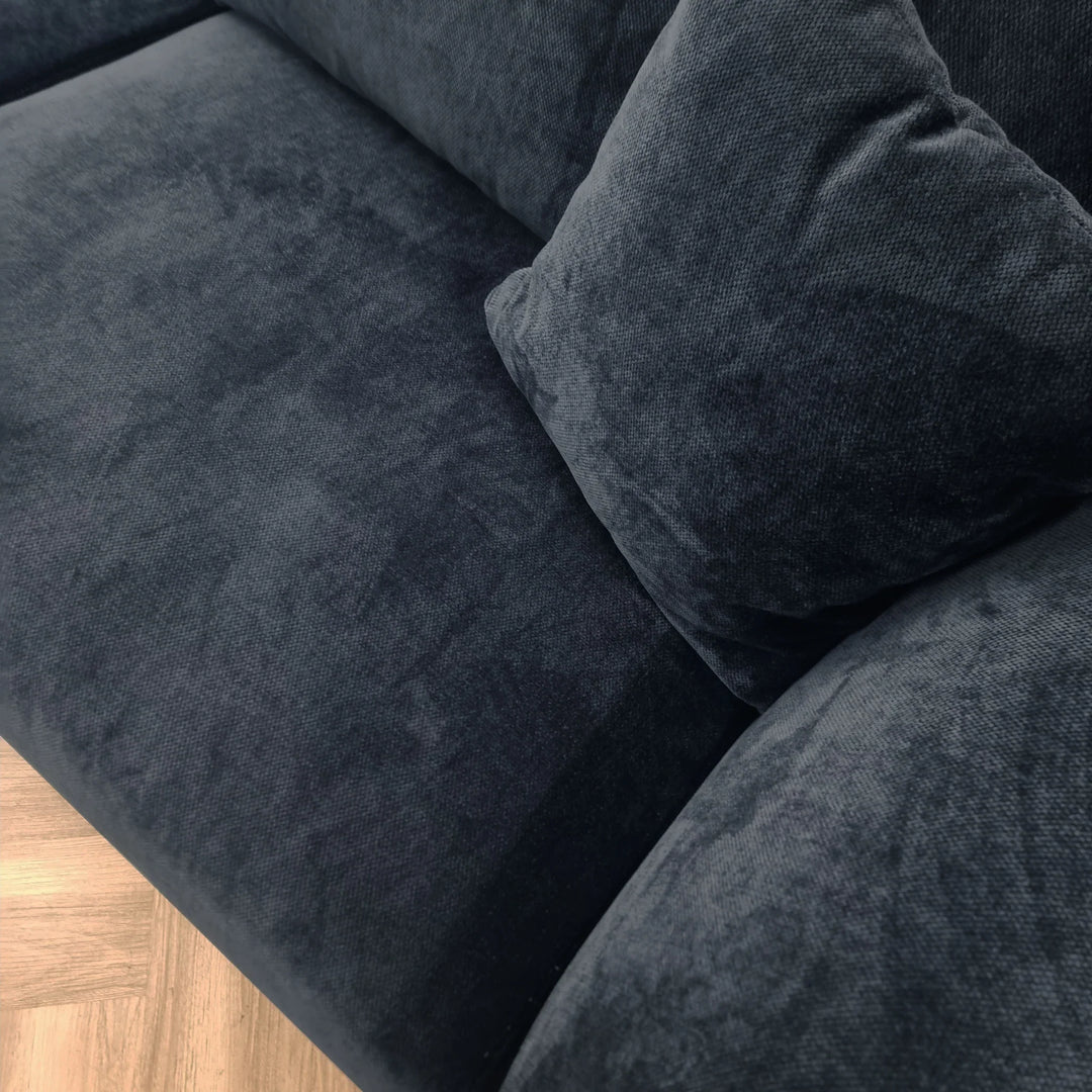 The Harlow Blue Boucle 3 + 2 Seater Premium Sofa Steel Boucle Fabric
