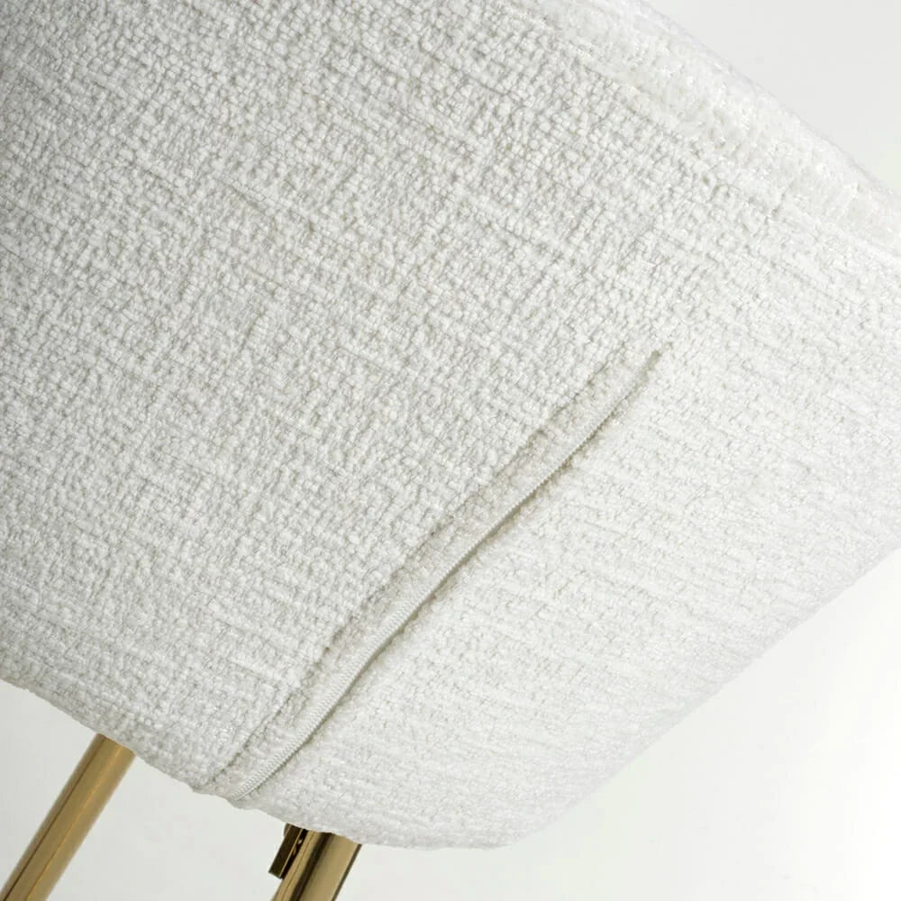 Viscose Luxury Cream & Gold Linen Fabric Bar Stool Gold Legs