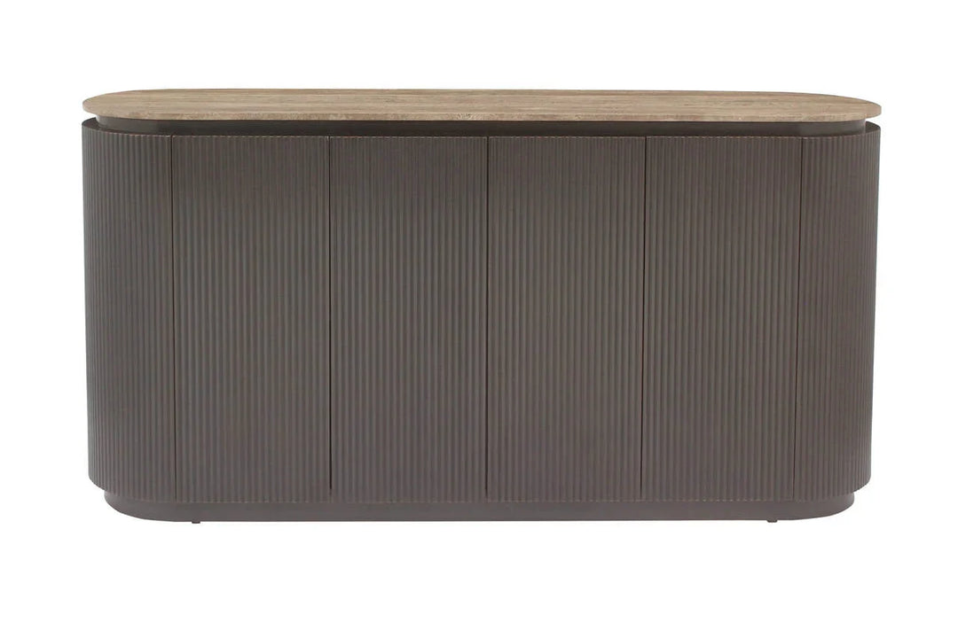 Richmond Interiors Russo Brown Ribbed 4 Door Sideboard