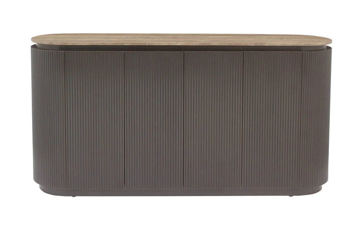 Richmond Interiors Russo Brown Ribbed 4 Door Sideboard