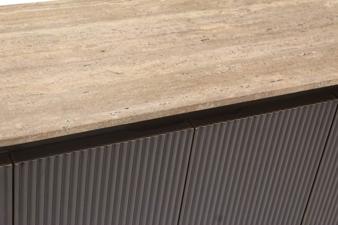 Richmond Interiors Russo Brown Ribbed 4 Door Sideboard