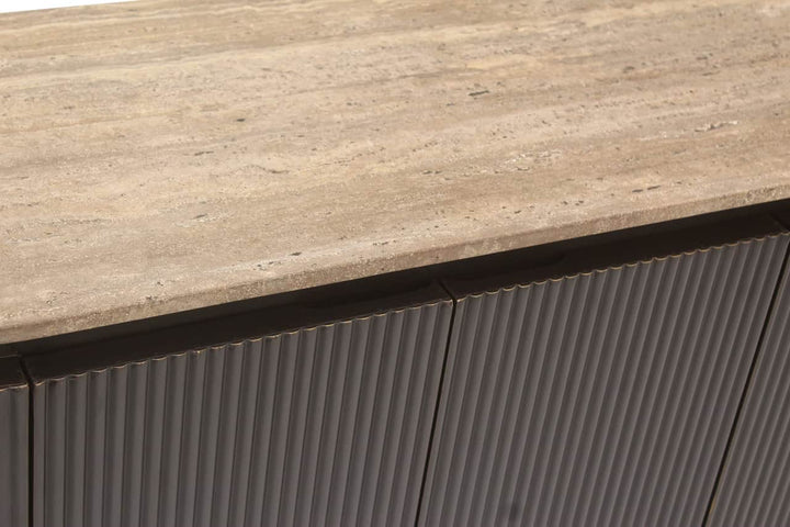 Richmond Interiors Russo Brown Ribbed 4 Door Sideboard
