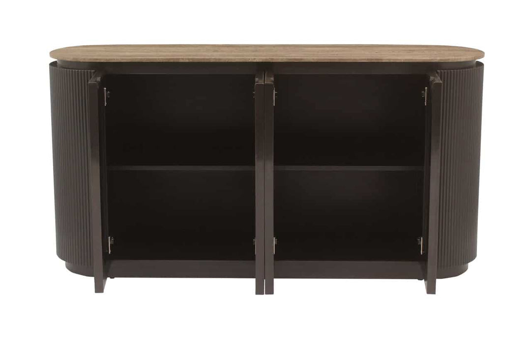 Richmond Interiors Russo Brown Ribbed 4 Door Sideboard