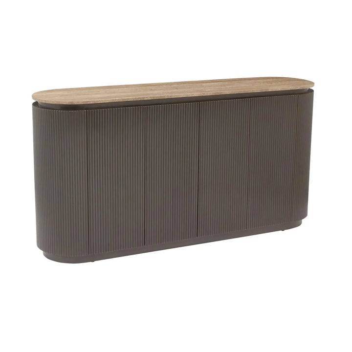 Richmond Interiors Russo Brown Ribbed 4 Door Sideboard