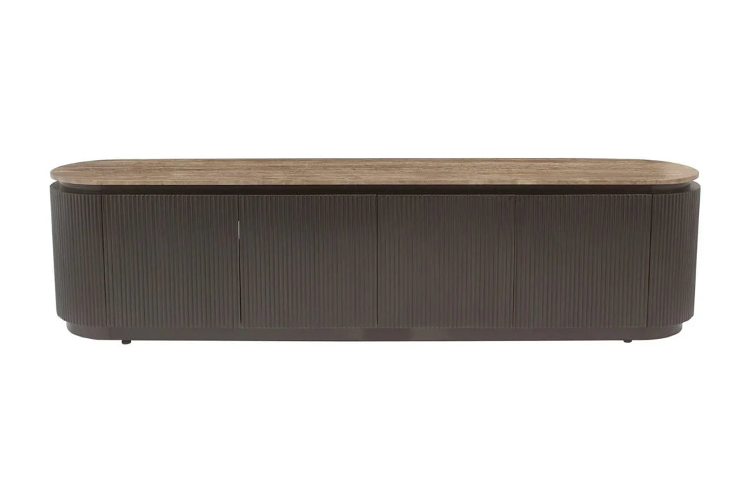 Richmond Interiors Russo Brown Ribbed 4 Door TV Unit