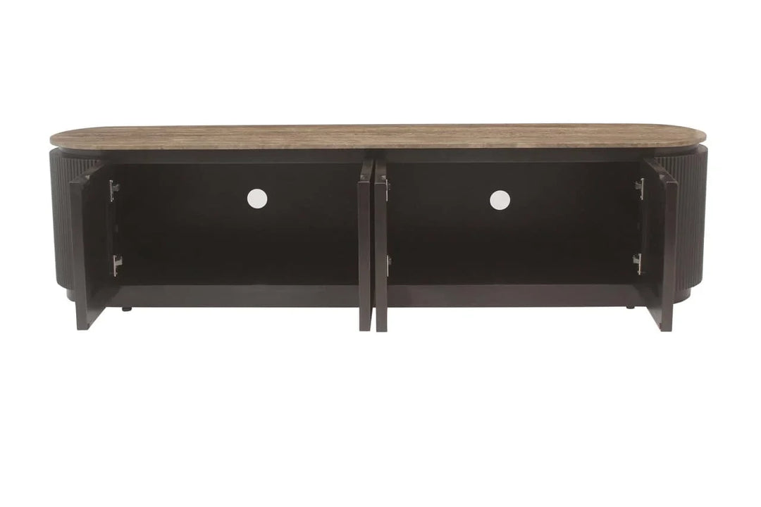 Richmond Interiors Russo Brown Ribbed 4 Door TV Unit