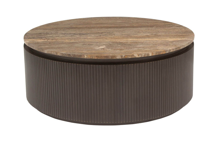 Richmond Interiors Russo Brown Round Ribbed Coffee Table