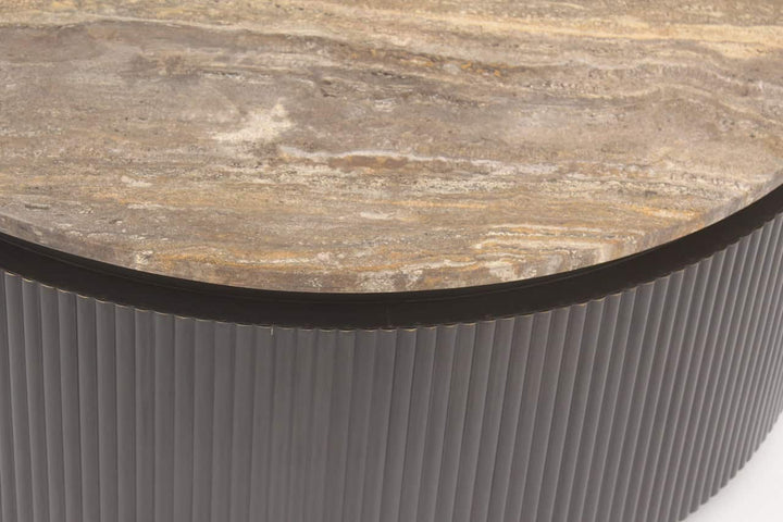 Richmond Interiors Russo Brown Round Ribbed Coffee Table