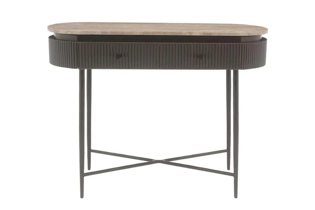 Richmond Interiors Russo Ribbed Brown Console Table