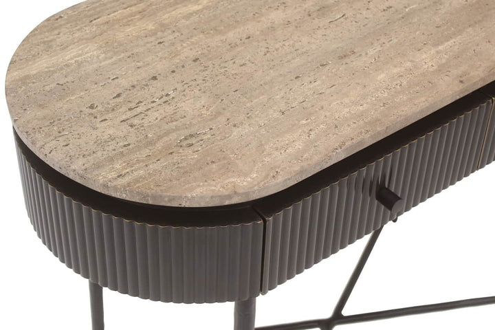 Richmond Interiors Russo Ribbed Brown Console Table