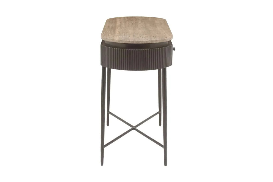 Richmond Interiors Russo Ribbed Brown Console Table