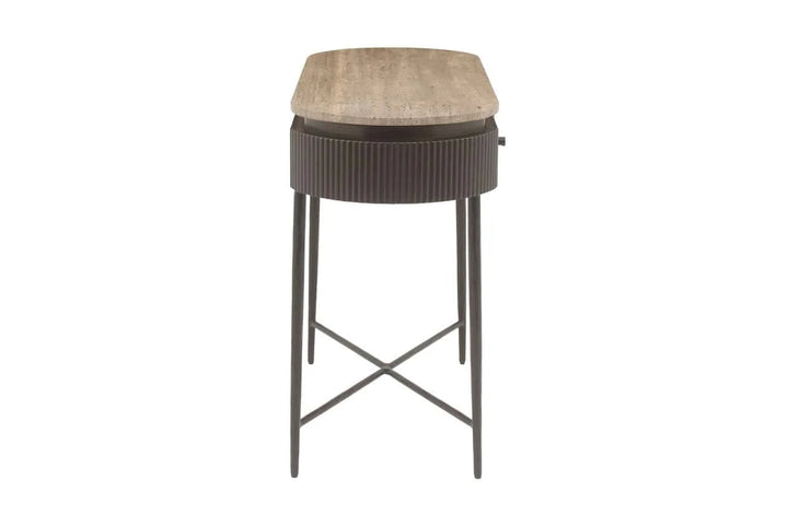 Richmond Interiors Russo Ribbed Brown Console Table
