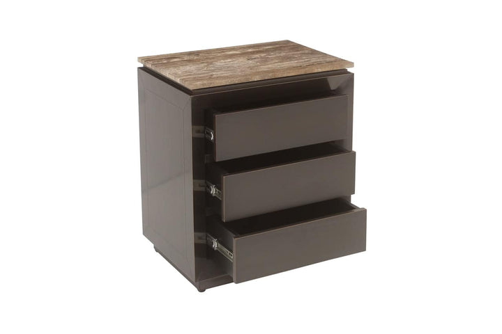 Richmond Interiors Russo Brown Ribbed 3 Drawer Bedside Table
