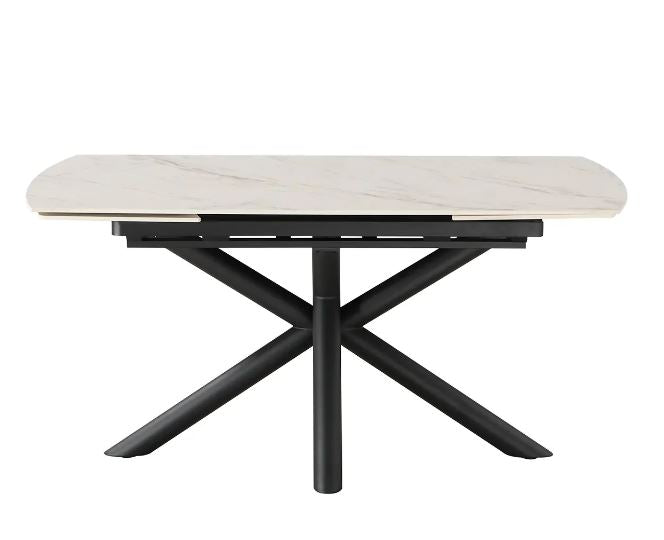 Nova 160-240cm White/Gold Swivel Ceramic Marble Extending Dining Table