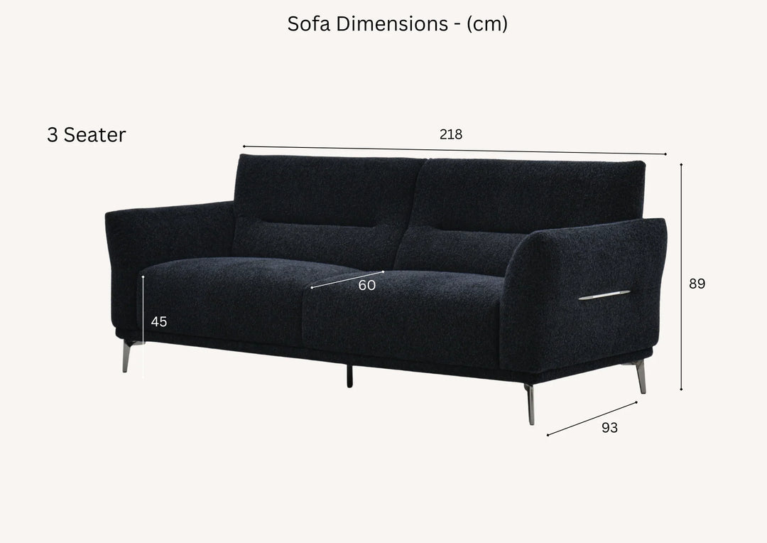 The Albany Luxury Black Boucle Fabric 3 Seater Sofa