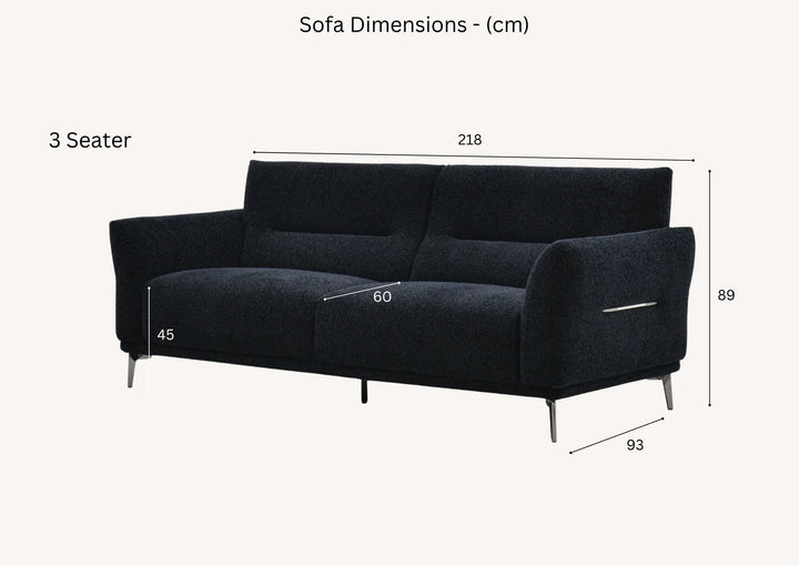 The Albany Luxury Black Boucle Fabric 3 Seater Sofa