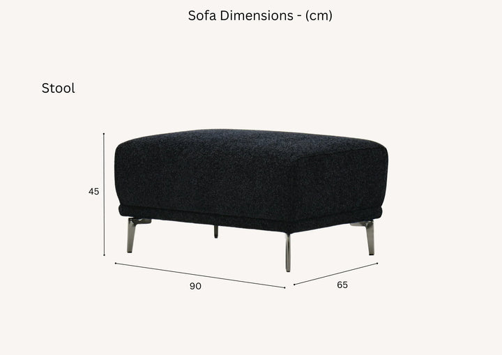 The Albany Luxury Black Boucle Fabric Footstool