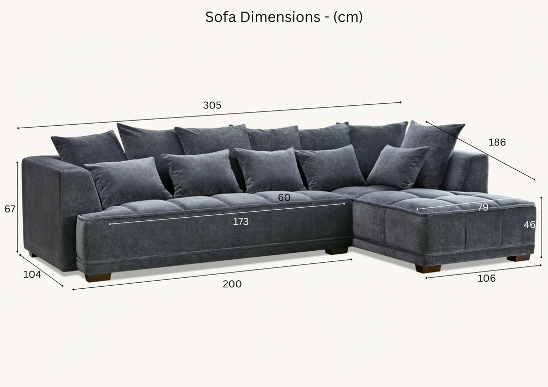 The Gramercy Steel Grey Boucle Right Hand Corner Premium Sofa Steel Boucle Fabric