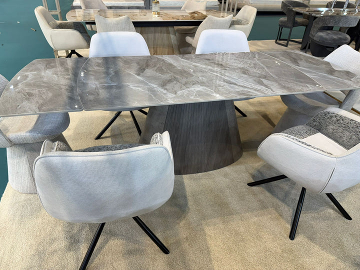Monaco 160-240cm Grey Ceramic Marble Extending Dining Table