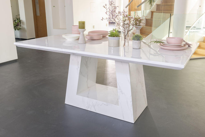 Romeo 160cm White Marble Dining Table