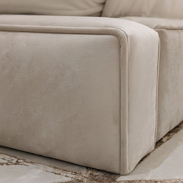 The Milo Chunky Upholstered Plush Velvet Piped Bed Frame