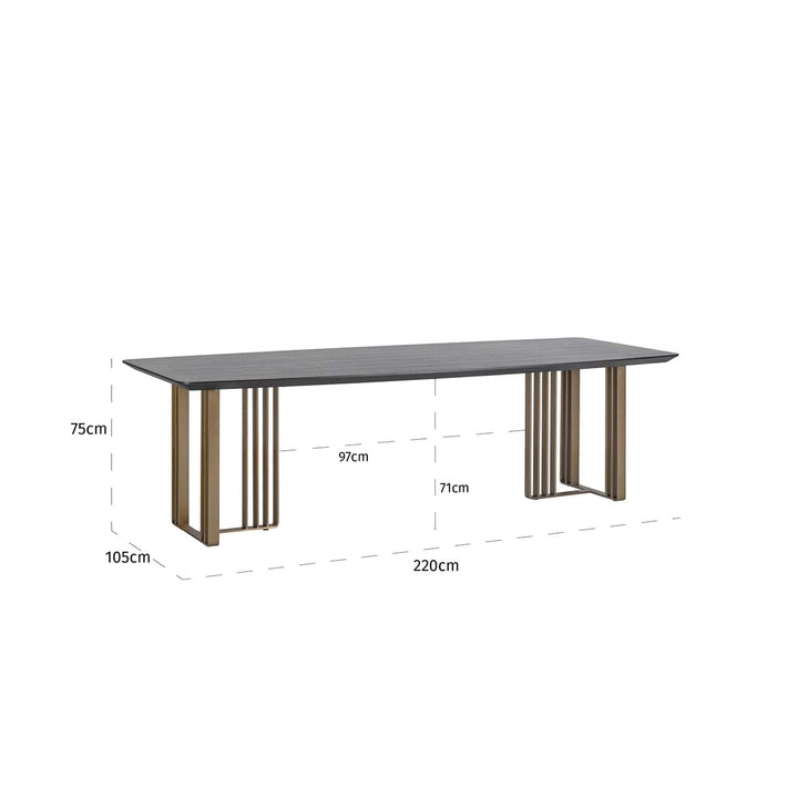 Richmond Interiors Maverick Black Oak Wood Rectangle Dining Table 220 cm