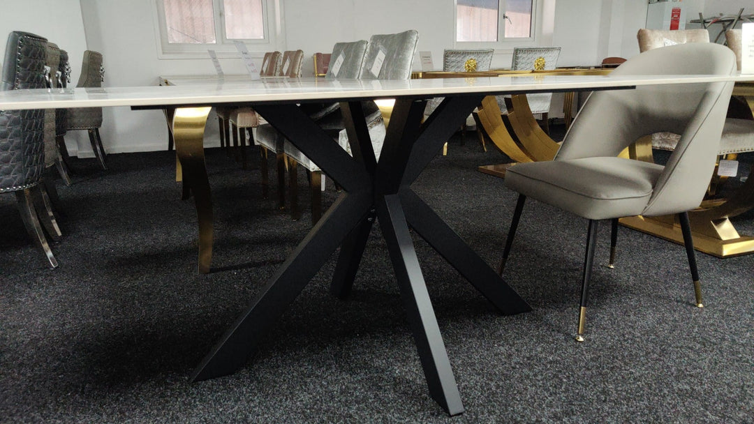 Phoenix 180cm White Ceramic Marble Fixed Dining Table