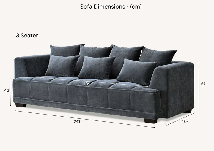 The Gracemary Steel Grey Boucle 3 + 2 Seater Premium Sofa Steel Boucle Fabric