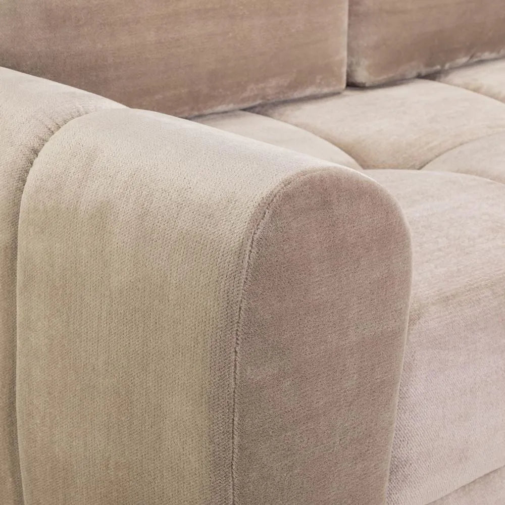 Zara Mocha Plush Velvet Universal Corner Sofabed with Storage