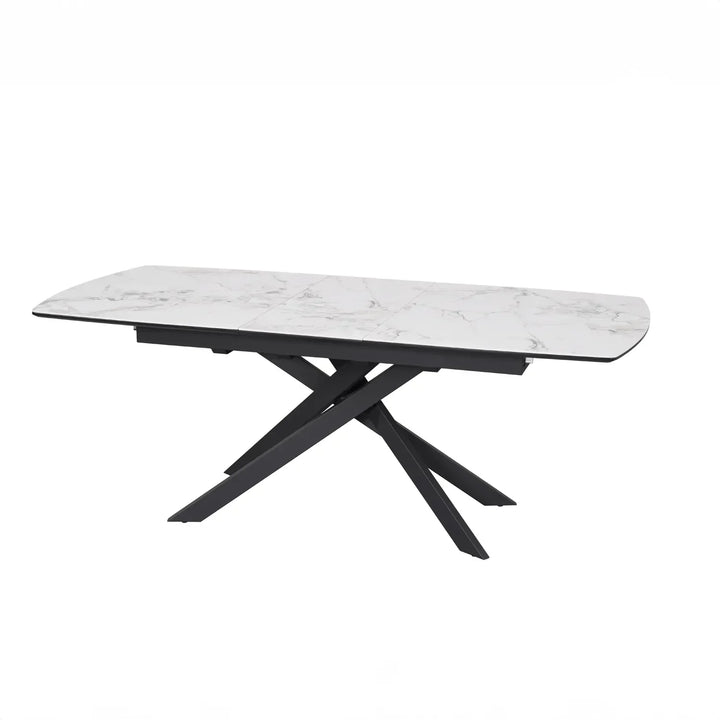 Leona 160-200cm White Ceramic Marble Centre Extending Dining Table