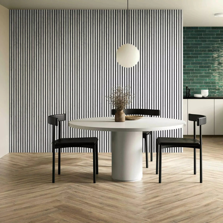 Acoustic Slatted Wall Panels White Marble Pack Of x4 240 x 60cm