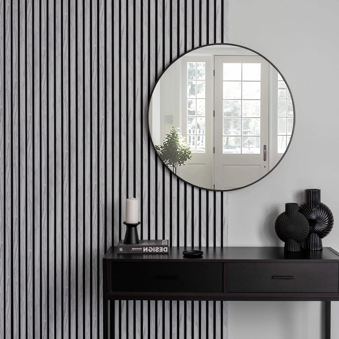Acoustic Slatted Wall Panels White Marble Pack Of x4 240 x 60cm