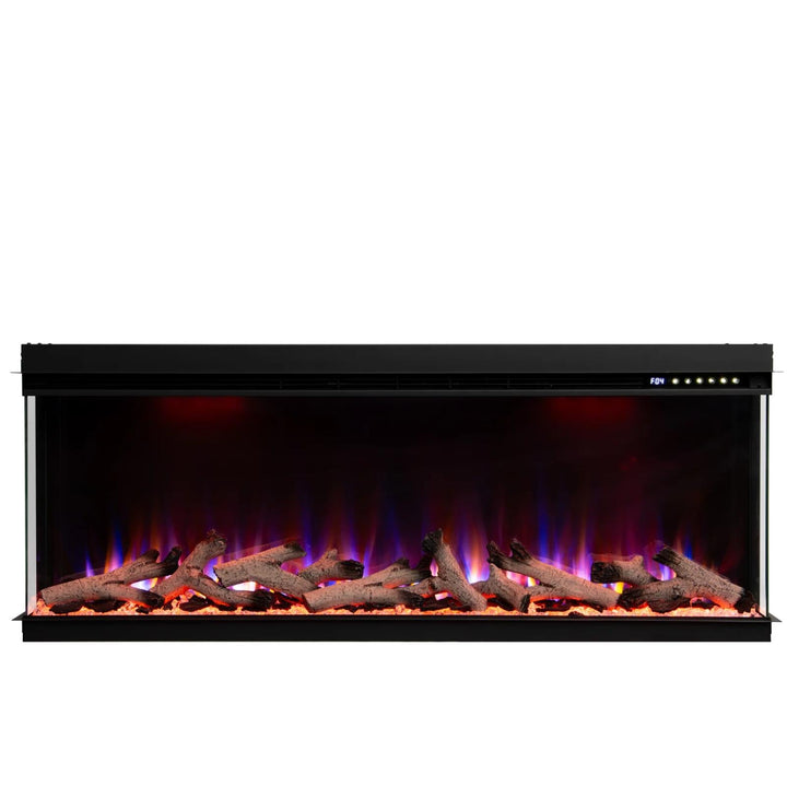 Maison 50 Inch 2025 Panoramic Smart Alexa Media Wall Fire 3 Sided Glass LED WiFi Electric UHD Fireplace