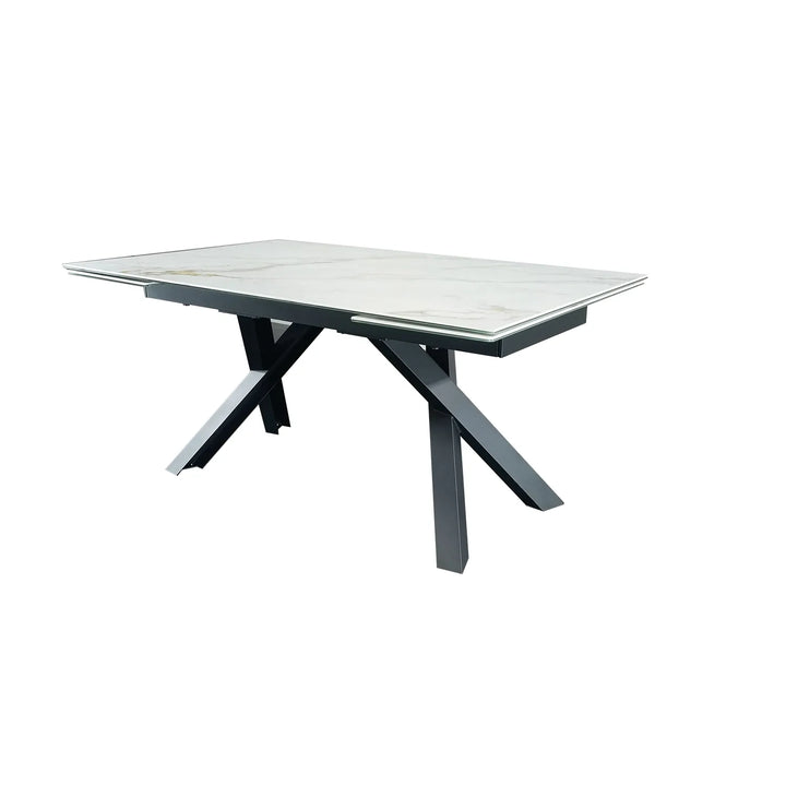 Caso 180-280cm White Kass Gold Ceramic Marble Side Extending Dining Table