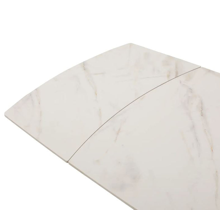 Nova 160-240cm White/Gold Swivel Ceramic Marble Extending Dining Table
