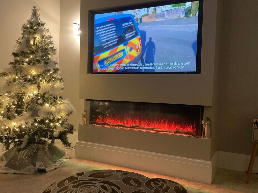 50 Inch HD 2024 Panoramic 3 Sided Glass WiFi Electric Fire HD+ 3D Effect