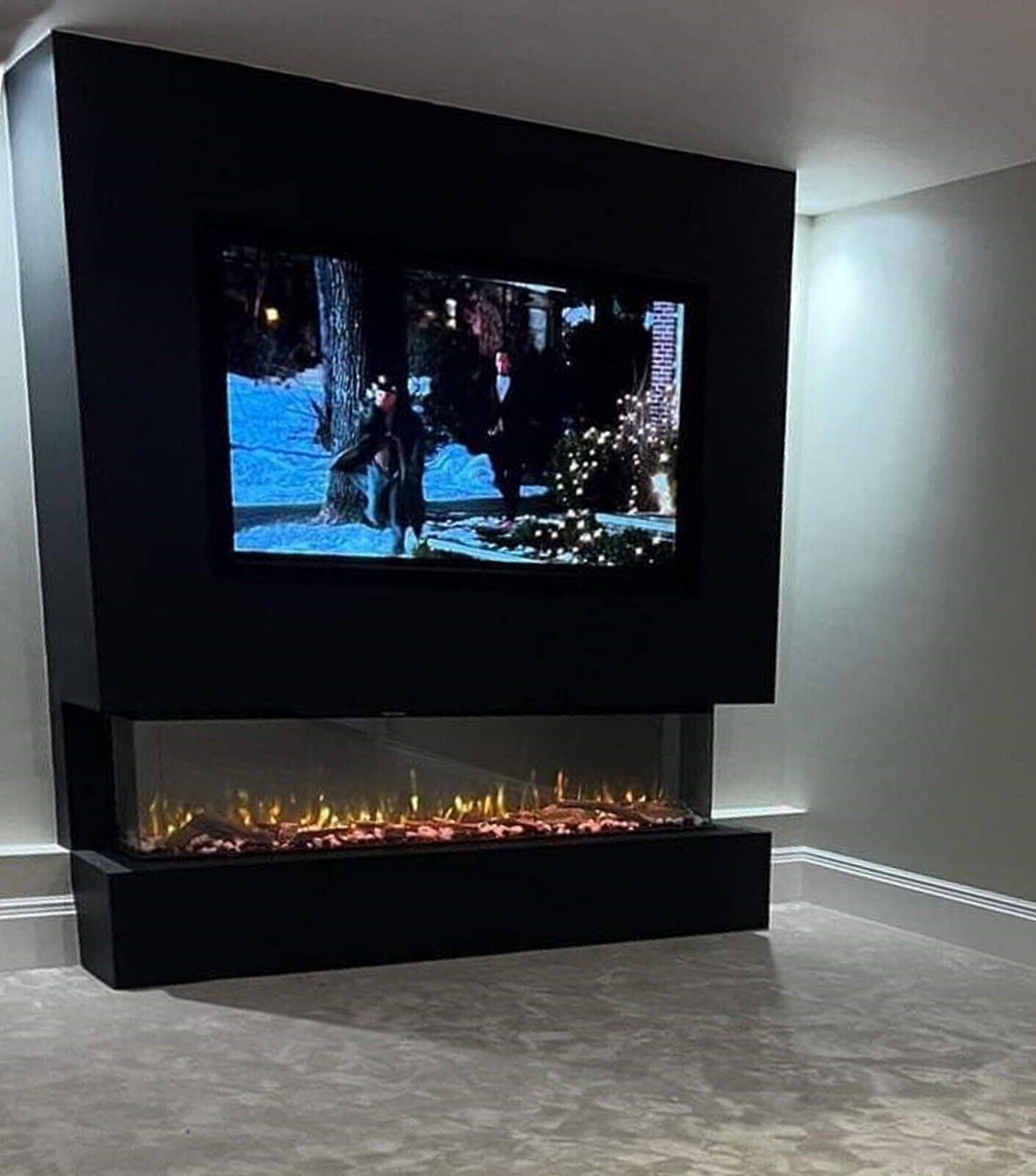 41 50 60 71 80 Inch HD+ Panoramic Black Electric Luvelle Fire 3 Sided Full Glass