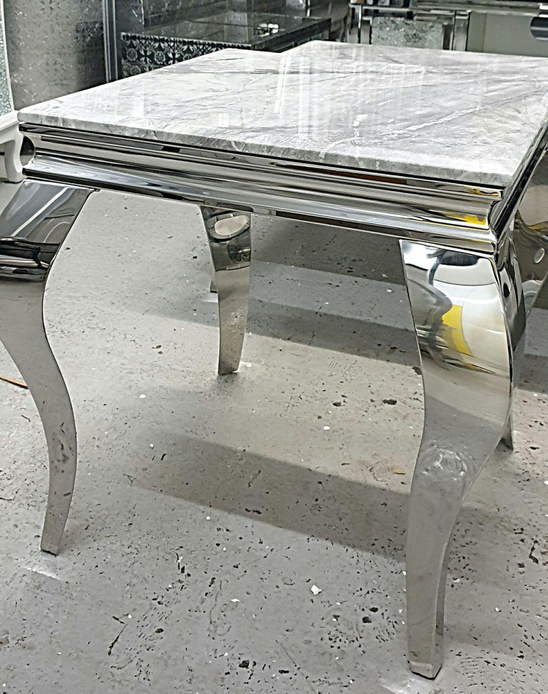 Louis Grey Marble Lamp Table-Esme Furnishings